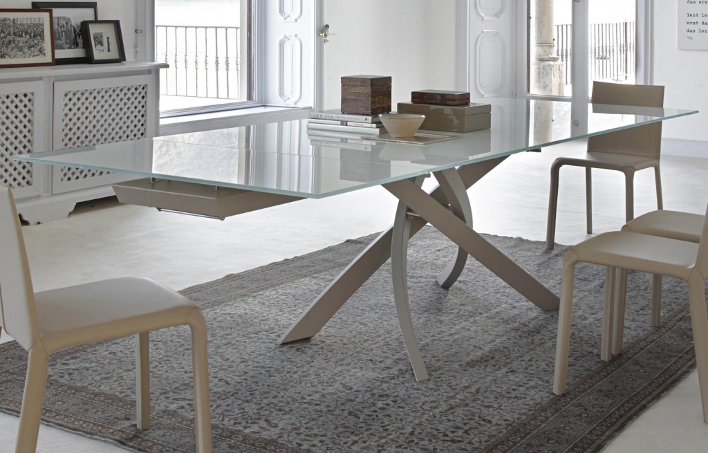 bontempi tavolo design allungabile vetro artistico